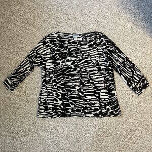 Chicos Travelers Womens Black and White Top Sz 3 XL Stretch Wrinkle-Free Dolman